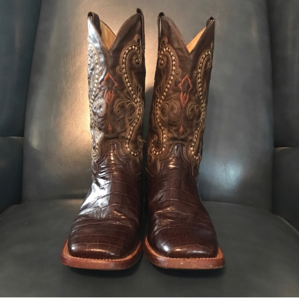 Ferrini Gator Print Chocolate Square Toes, W8.5B